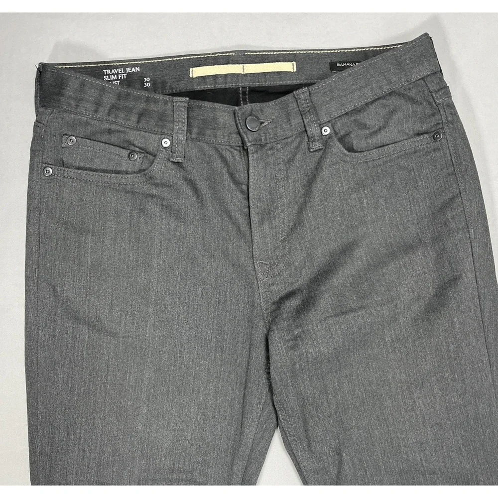 Banana Republic Travel Jean Mens 30x30 Slim Fit Stretch Charcoal Gray‎ Heather